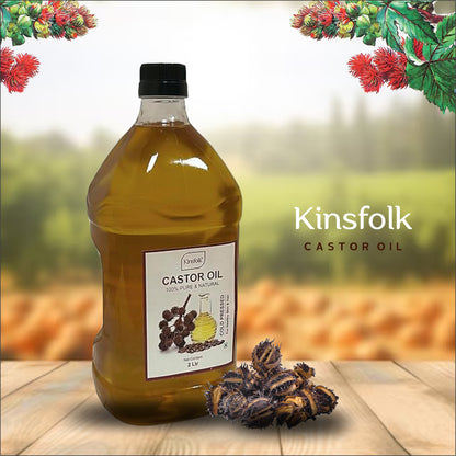 Kinsfolk CASTOR Oil ((100% Pure COLD PRESSED)) For HAIR GROWTH - 2 Ltr PET