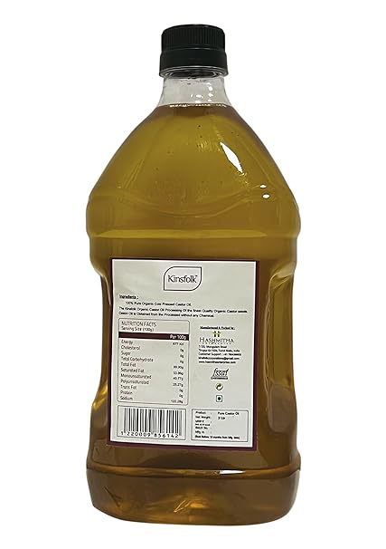 Kinsfolk CASTOR Oil ((100% Pure COLD PRESSED)) For HAIR GROWTH - 2 Ltr PET